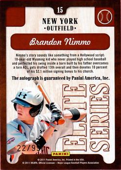 2011 Donruss Elite Extra Edition - Elite Series Signatures #15 Brandon Nimmo Back