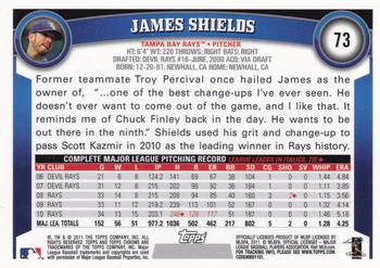 2011 Topps Chrome - X-Fractors #73 James Shields Back