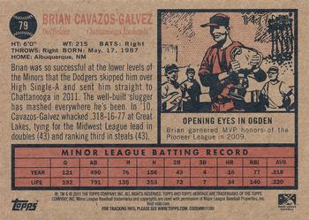 2011 Topps Heritage Minor League - Blue Tint #79 Brian Cavazos-Galvez Back