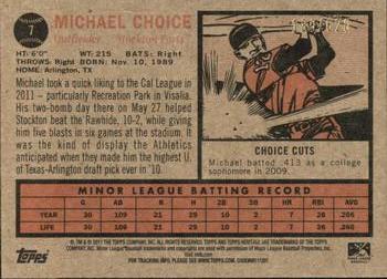 2011 Topps Heritage Minor League - Green Tint #7 Michael Choice Back