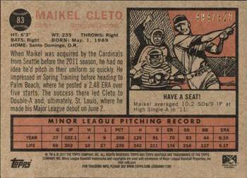 2011 Topps Heritage Minor League - Green Tint #83 Maikel Cleto Back