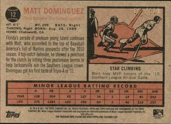 2011 Topps Heritage Minor League - Red Tint #12 Matt Dominguez Back