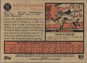 2011 Topps Heritage Minor League - Red Tint #51 Austin Adams Back