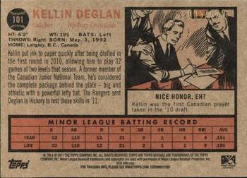 2011 Topps Heritage Minor League - Red Tint #101 Kellin Deglan Back