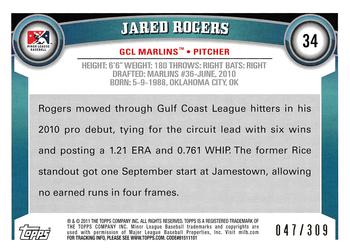 2011 Topps Pro Debut - Blue #34 Jared Rogers Back
