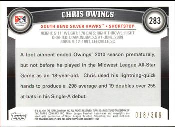 2011 Topps Pro Debut - Blue #283 Chris Owings Back