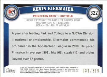 2011 Topps Pro Debut - Blue #322 Kevin Kiermaier Back