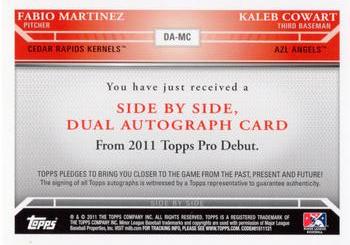 2011 Topps Pro Debut - Side By Side Autographs #DA-MC Fabio Martinez / Kaleb Cowart Back