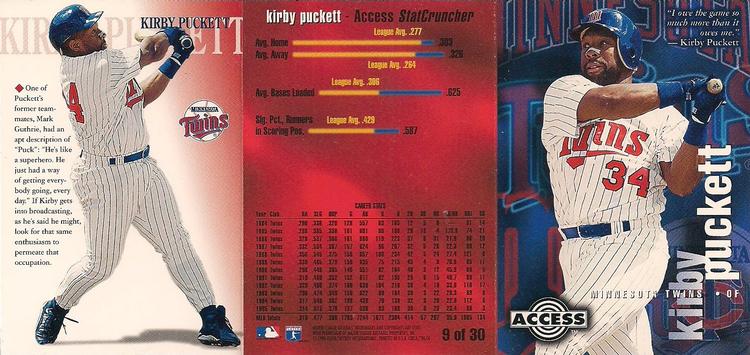 1996 Circa - Access #9 Kirby Puckett Front