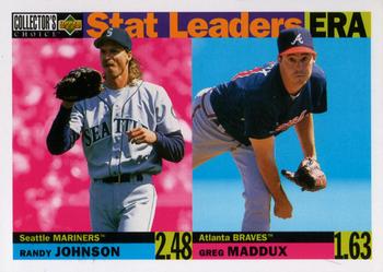 1996 Collector's Choice #8 Randy Johnson / Greg Maddux Front