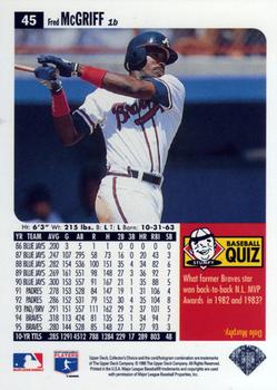 1996 Collector's Choice #45 Fred McGriff Back