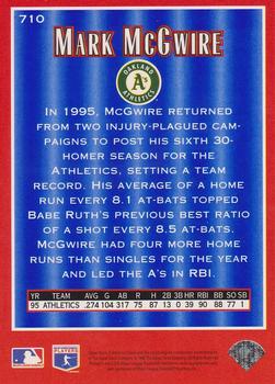 1996 Collector's Choice #710 Mark McGwire Back