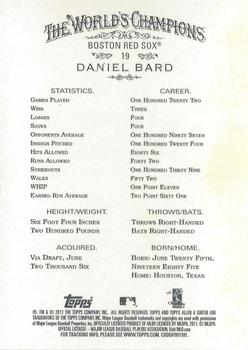 2011 Topps Allen & Ginter - Code Cards #19 Daniel Bard Back