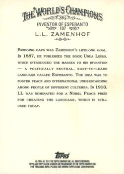 2011 Topps Allen & Ginter - Code Cards #107 L.L. Zamenhof Back
