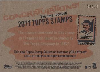 2011 Topps Heritage - Framed Dual Stamps #NNO Jason Bartlett / Adam Wainwright Back