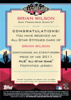 2011 Topps Update - All-Star Stitches Diamond Anniversary #AS-48 Brian Wilson Back