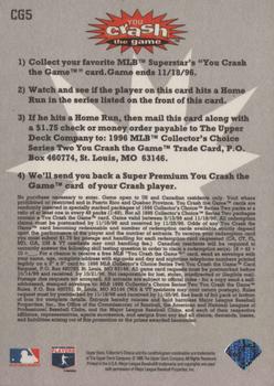 1996 Collector's Choice - You Crash the Game #CG5 Jose Canseco Back