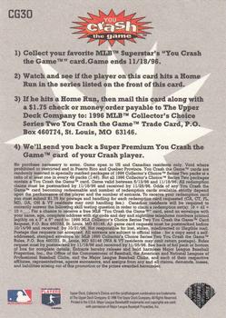 1996 Collector's Choice - You Crash the Game #CG30 Joe Carter Back