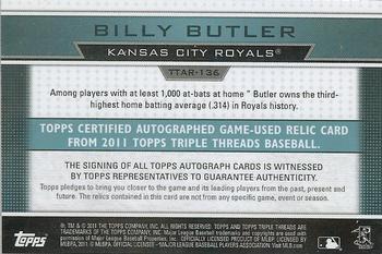 2011 Topps Triple Threads - Relic Autographs Sapphire #TTAR-136 Billy Butler Back