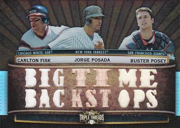 2011 Topps Triple Threads - Relic Combos Sepia #TTRC-32 Carlton Fisk / Jorge Posada / Buster Posey Front