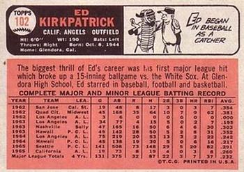 1966 Topps #102 Ed Kirkpatrick Back