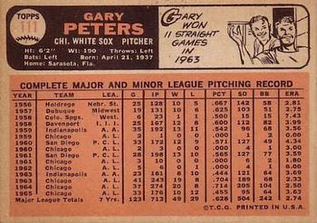 1966 Topps #111 Gary Peters Back