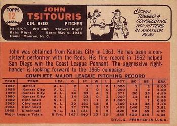 1966 Topps #12 John Tsitouris Back