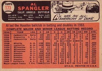 1966 Topps #173 Al Spangler Back