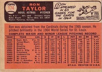 1966 Topps #174 Ron Taylor Back