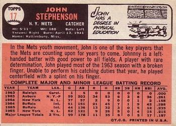 1966 Topps #17 Johnny Stephenson Back