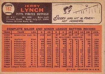 1966 Topps #182 Jerry Lynch Back