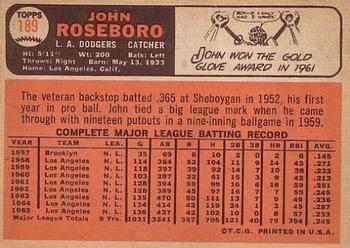 1966 Topps #189 John Roseboro Back