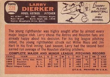 1966 Topps #228 Larry Dierker Back