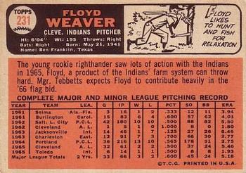 1966 Topps #231 Floyd Weaver Back