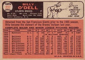 1966 Topps #237 Billy O'Dell Back