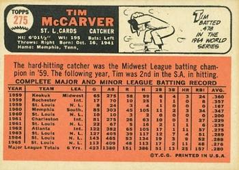 1966 Topps #275 Tim McCarver Back