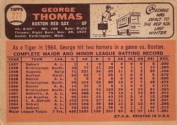 1966 Topps #277 George Thomas Back