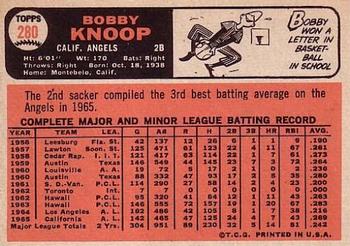 1966 Topps #280 Bobby Knoop Back