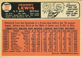 1966 Topps #282 Johnny Lewis Back
