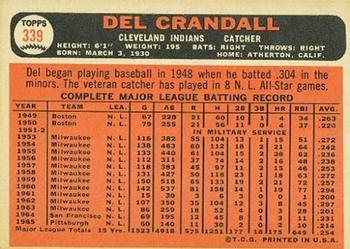 1966 Topps #339 Del Crandall Back
