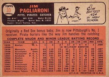 1966 Topps #33 Jim Pagliaroni Back