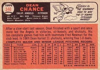 1966 Topps #340 Dean Chance Back