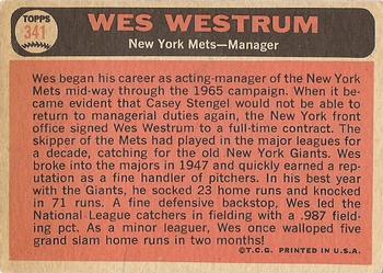 1966 Topps #341 Wes Westrum Back