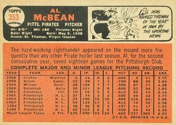 1966 Topps #353 Al McBean Back