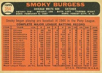 1966 Topps #354 Smoky Burgess Back