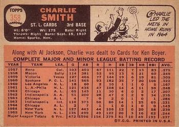 1966 Topps #358 Charlie Smith Back