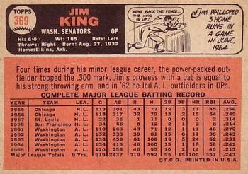 1966 Topps #369 Jim King Back