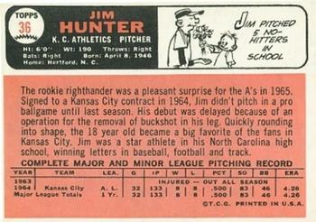 1966 Topps #36 Jim Hunter Back