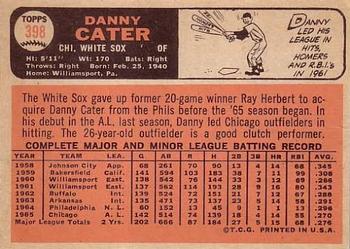 1966 Topps #398 Danny Cater Back
