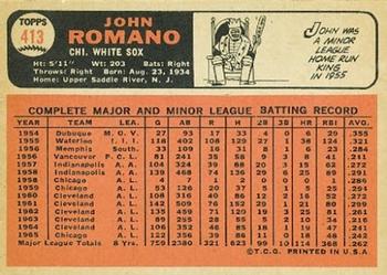 1966 Topps #413 John Romano Back